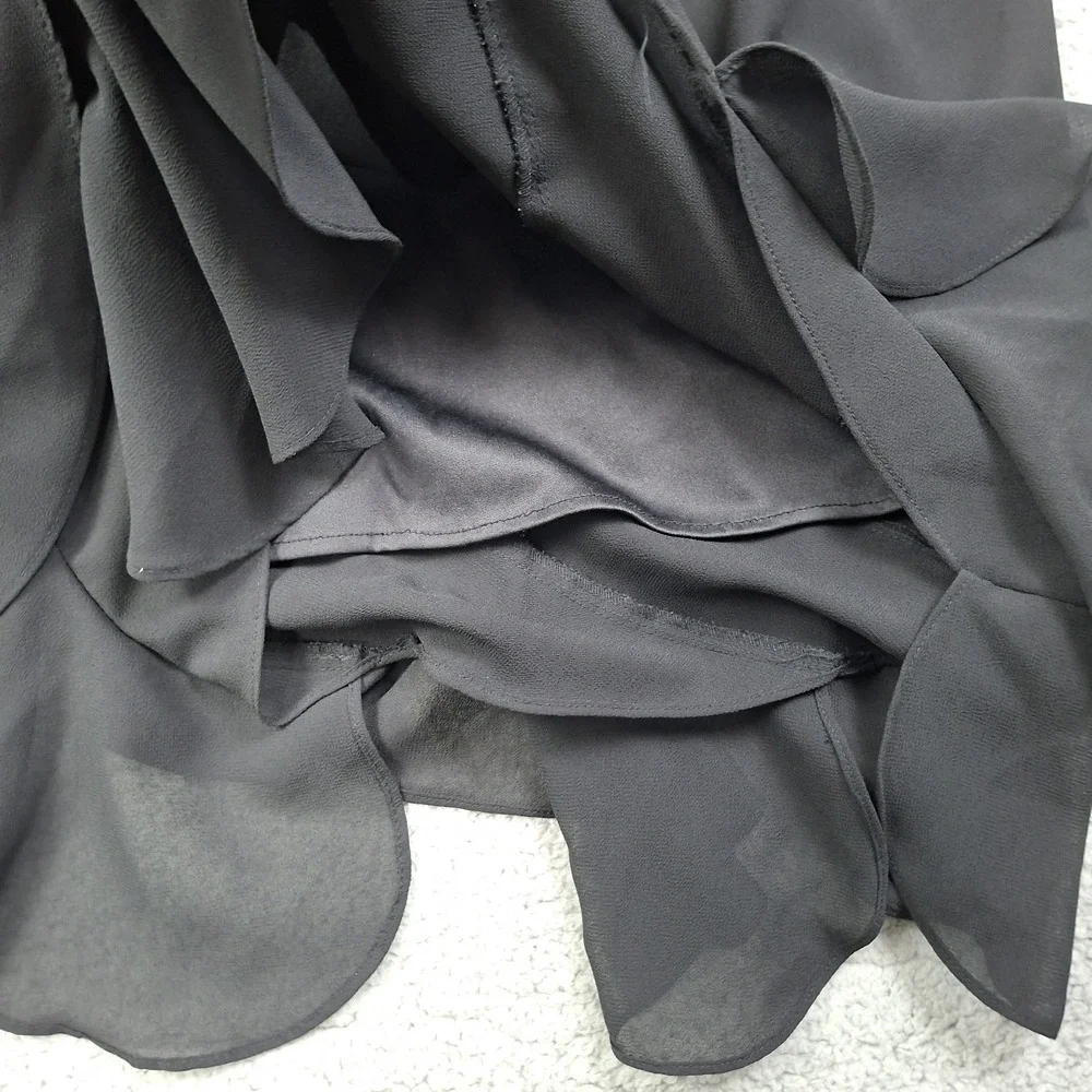 Vintage Metaphor Black Layered Ruffle Hem Fit and Flare Skirt Sz XL Dressy
